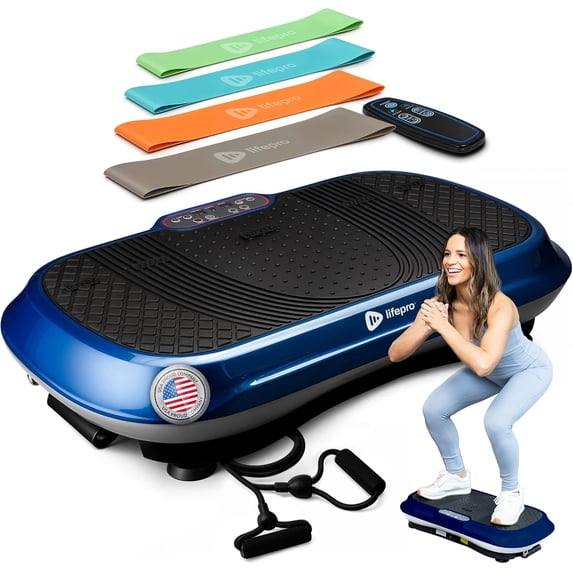 Lifepro Waver Vibration Plate Exercise Machine – Full Body Vibrating Plate for Lymphatic Drainage, Muscle Toning & Fat Loss – Includes Loop Bands, Remote & 99 Speed Settings - Blue