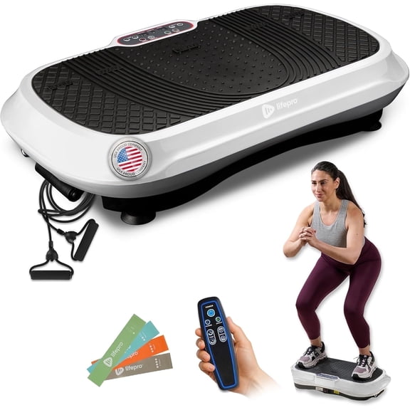 Lifepro Waver Vibration Plate Exercise Machine – Full Body Vibrating Plate for Lymphatic Drainage, Muscle Toning & Fat Loss – Includes Loop Bands, Remote & 99 Speed Settings - White