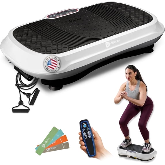 Lifepro Waver Vibration Plate Exercise Machine – Full Body Vibrating Plate for Lymphatic Drainage, Muscle Toning & Fat Loss – Includes Loop Bands, Remote & 99 Speed Settings - White