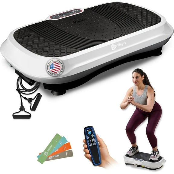 Lifepro Waver Vibration Plate Exercise Machine – Full Body Vibrating Plate for Lymphatic Drainage, Muscle Toning & Fat Loss – Includes Loop Bands, Remote & 99 Speed Settings - White