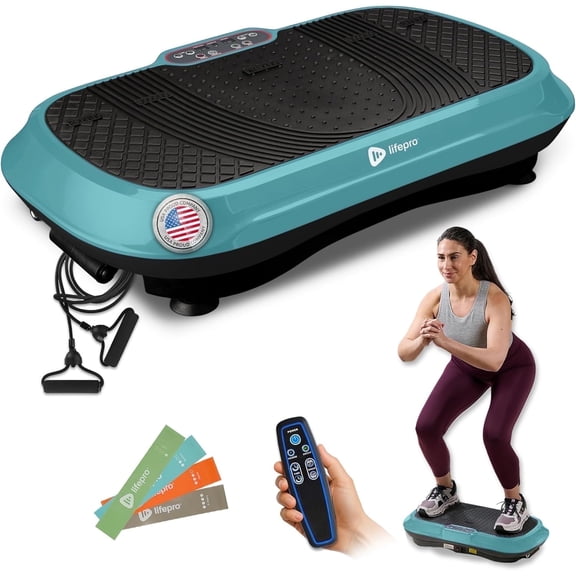 Lifepro Waver Vibration Plate Exercise Machine – Full Body Vibrating Plate for Lymphatic Drainage, Muscle Toning & Fat Loss – Includes Loop Bands, Remote & 99 Speed Settings - Teal