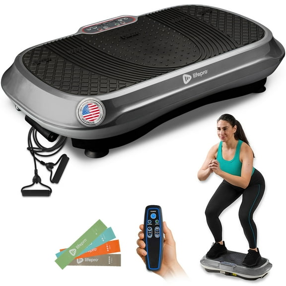LifePro Waver Vibration Plate Exercise Machine with 99 Speeds and Resistance Bands - Gray