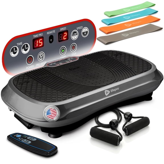 Lifepro Waver Vibration Plate Exercise Machine – Full Body Vibrating Plate for Lymphatic Drainage, Muscle Toning & Fat Loss – Includes Loop Bands, Remote & 99 Speed Settings - Gray