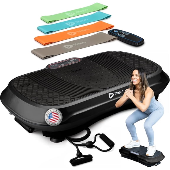 Lifepro Waver Vibration Plate Exercise Machine – Full Body Vibrating Plate for Lymphatic Drainage, Muscle Toning & Fat Loss – Includes Loop Bands, Remote & 99 Speed Settings - Black