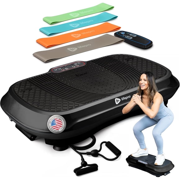 Lifepro Waver Vibration Plate Exercise Machine – Full Body Vibrating Plate for Lymphatic Drainage, Muscle Toning & Fat Loss – Includes Loop Bands, Remote & 99 Speed Settings - Black