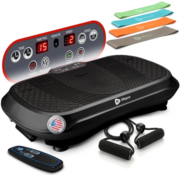 Lifepro Waver Vibration Plate Exercise Machine – Full Body Vibrating Plate for Lymphatic Drainage, Muscle Toning & Fat Loss – Includes Loop Bands, Remote & 99 Speed Settings - Black