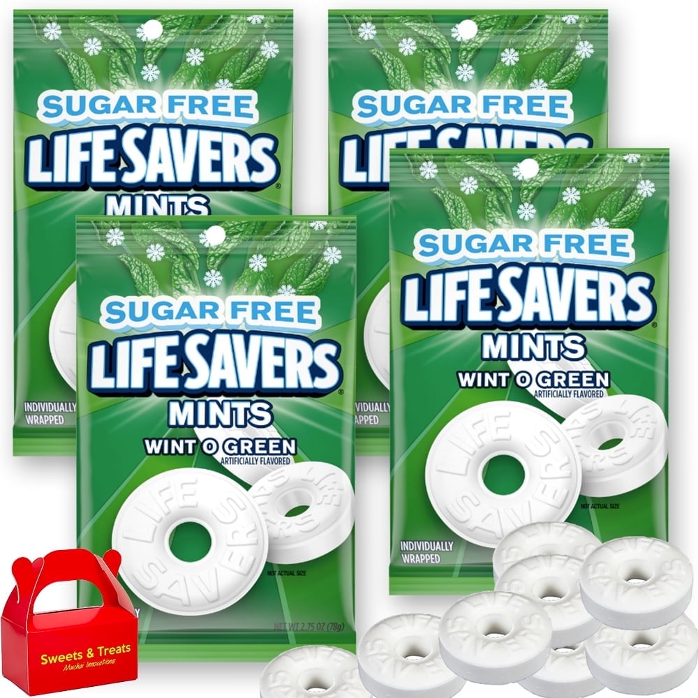 LifeSavers Wintergreen Sugar Free Hard Candy  Wint-O-Green Breath Mints | Refreshing, Individually Wrapped | 4 Bags (2.75 oz Each), 11 oz Total