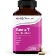 LifeSeasons Beau-T - Hair, Nail, Skin Supplement - Promotes Healthy Hair and Nail Growth - Supports Clear Skin & Fights Acne - Nail Strengthener - Contains Biotin Collagen Turmeric - 180 Capsules