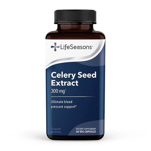 LifeSeasons Celery Seed Extract 300 mg – Herbal Supplement for Healthy Circulation, Natural Fluid Balance, Urinary Wellness & Cardiovascular Support – Vegan, Gluten-Free - 60 Capsules