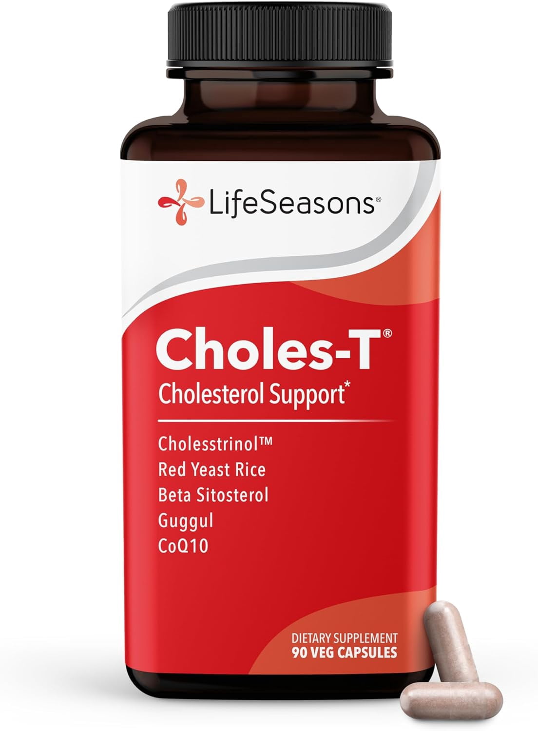 LifeSeasons Choles-T - Cholesterol Support Supplement - Red Yeast Rice, CoQ10, Guggul & Phytosterols - 90 Capsules