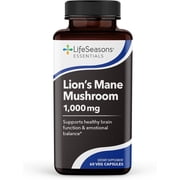 LifeSeasons Essentials Lions Mane Mushroom - Support Healthy Brain Function & Emotional Balance - Stimulate Nerve & Brain Cell Growth - Mood Enhancer - 1000mg per Serving - 60 Capsules