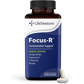 LifeSeasons - Focus-R - Concentration Support Supplement - All Ages - Enhances Mental Performance & Focus - Increases Attention Span - L-Theanine, Kava Kava, Bacopa, Vitamin B & More - (60 Capsules)