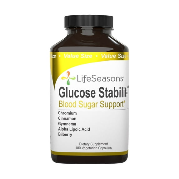 LifeSeasons - Glucose Stabili-T - Natural Blood Sugar Support Supplement - With Cinnamon, Fenugreek, and Chromium Polynicotinate - 180 Capsules