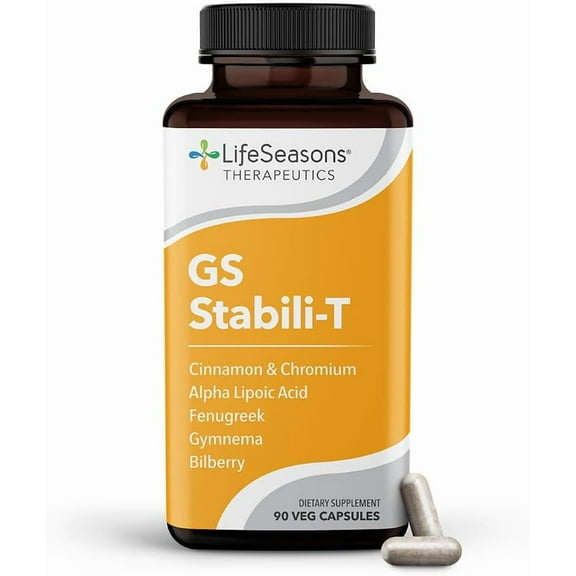 LifeSeasons GS Stabili-T - Blood Sugar Support Supplement - Healthy Circulation & Vision - Maintain Normal Levels - Chromium Cinnamon Gymnema Bilberry & Alpha Lipoic Acid - 90 Capsules