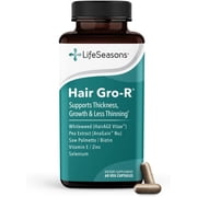 LifeSeasons Hair Gro-R - Support Thickness Growth & Less Thinning - Reduce Hair Loss & Encourage Regrowth - Biotin Zinc Selenium & AnaGain Nu Pea Extract - 60 Capsules