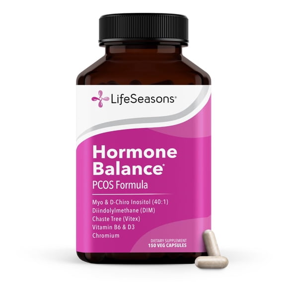 LifeSeasons Hormone Balance - Women's Hormone Support Supplement - Vitamin D3, B6 & Chromium - Menstrual Cycle Support - 150 Veg Capsules
