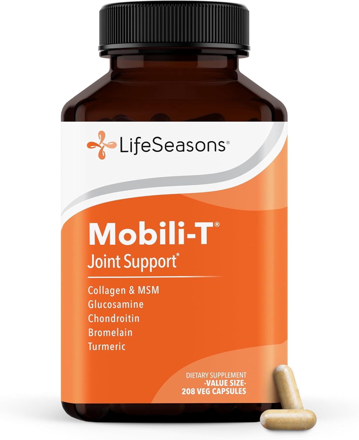 LifeSeasons Mobili-T - Joint Support Supplement - Increase Range of Motion - Rebuild Tissue & Cartilage - MSM Chondroitin Collagen Glucosamine & Turmeric - 208 Capsules