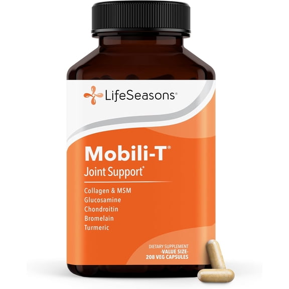 LifeSeasons Mobili-T - Joint Support Supplement - Increase Range of Motion - Rebuild Tissue & Cartilage - MSM Chondroitin Collagen Glucosamine & Turmeric - 208 Capsules