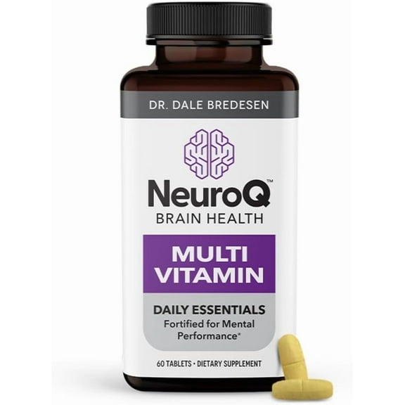 LifeSeasons NeuroQ Daily Essentials Multivitamin - Fortified Mental Performance & Overall Wellness - Improve Memory & Focus - B-Complex, Vitamin D, Folate, & More - 60 Capsules