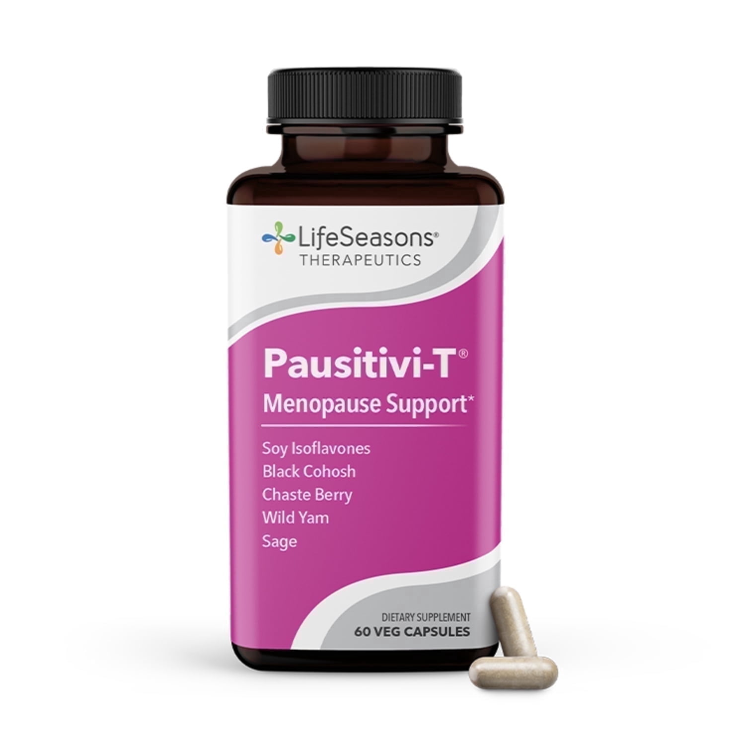 Pausitivi-T - Menopause Support Supplement - Powerful Relief for Hot Flashes, Hormone Imbalance & Night Sweats - Nourishes Tissue - Sage, Chasteberry, Soy Isoflavones & Black Cohosh - 60 Capsules
