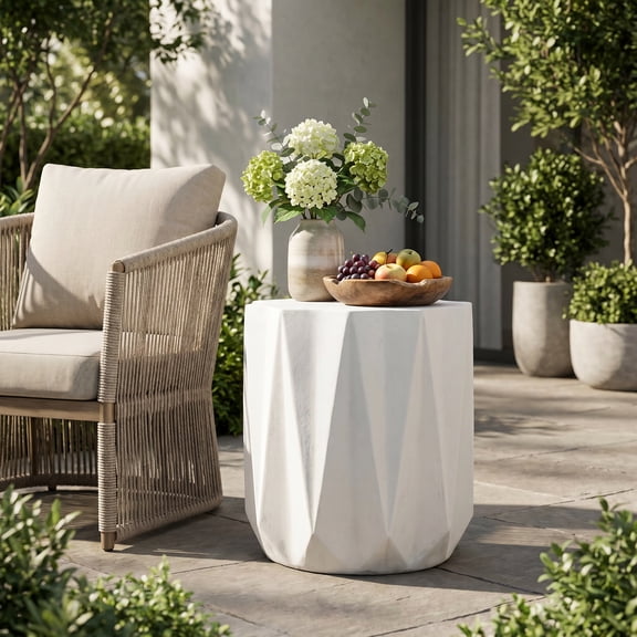 LifeSky 18.5 lbs Lightweight Concrete Side Table for Patio & Backyard: Move Your Outdoor Party in Seconds - Modern Geometric Design & No Assembly