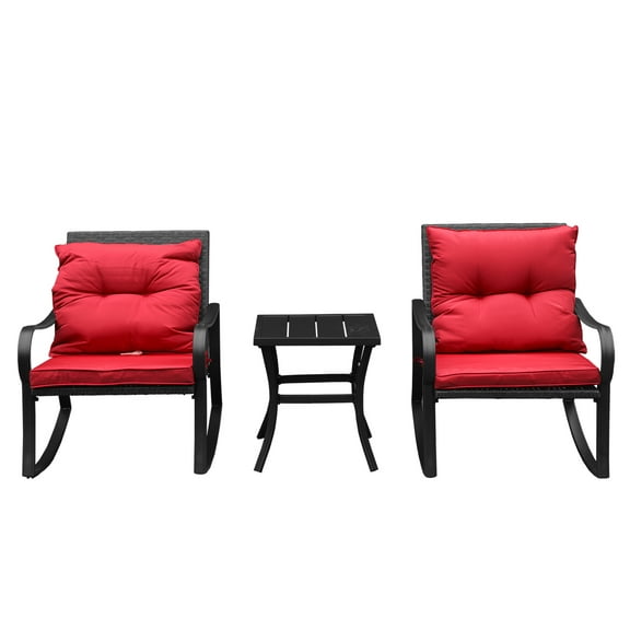 LifeSky 2-Person Outdoor Rocking Chair Set with Cushions for Patio: 600 lbs Total Capacity, No Sinking - Backyard Porch Garden Conversation - Thick High Resilience Cushions, Weather Resistant