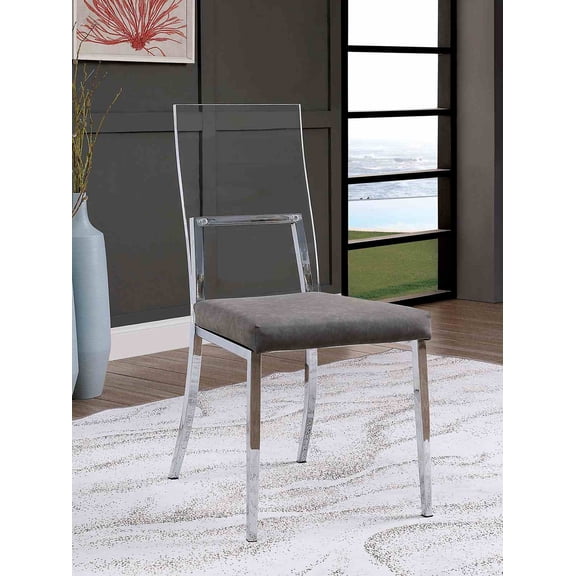 LifeSky 2-Piece Acrylic Side Chairs Chrome Metal Legs for Small Apartment Dining Room: Instantly Opens Up Your Space  Weekend Gathering Dinner Party  Upholstered Seat