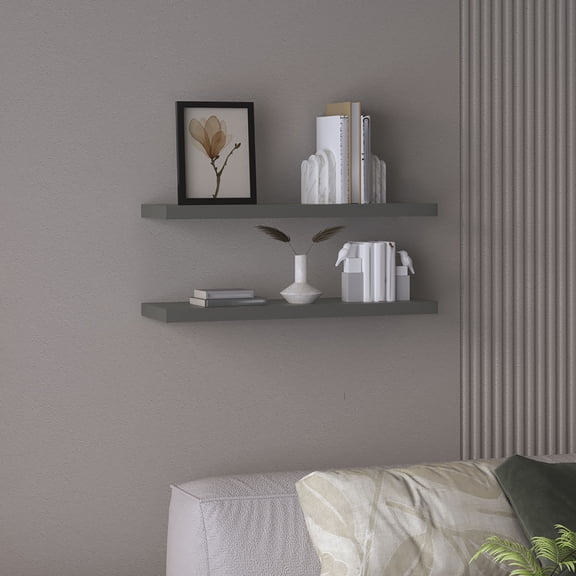 LifeSky 31.5 Inch Floating Shelves Set of 2 for Living Room Wall Decor: 13.2 lb Capacity Each Shelf - Heavy Duty Hidden Bracket Shelves for Books Above Sofa - Sturdy Wall Mounted Storage