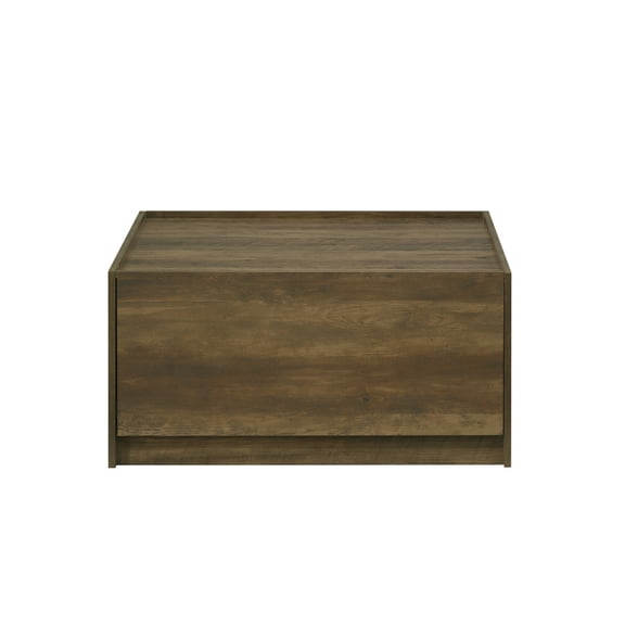 LifeSky 31.5 inch Square Coffee Table with 2 Drawers and Raised Edge for Living Room, Home Office: Keeps Items Secure, Hides Clutter Instantly - 15.5 inch Height - Modern Oak Finish