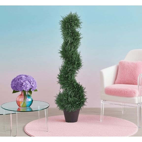 LifeSky 35.5" Spiral Artificial Cedar Tree for Home Decor: 0-Minute Setup, 0-Care Lifelike Faux Plant - Instantly Elevates Living Rooms & Entryways - Realistic Texture & Stable Weighted Pot