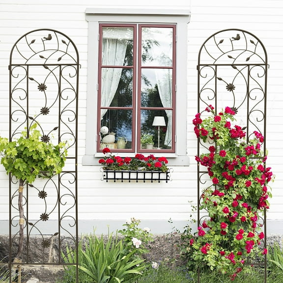 LifeSky 4 Pack Garden Trellis 86.7x19.7 Inch Rustproof Metal Trellis for Climbing Plants: 80-Inch Expandable Wall - Spring Heavy Bloom & Vine Support - Powder Coated Double Protection