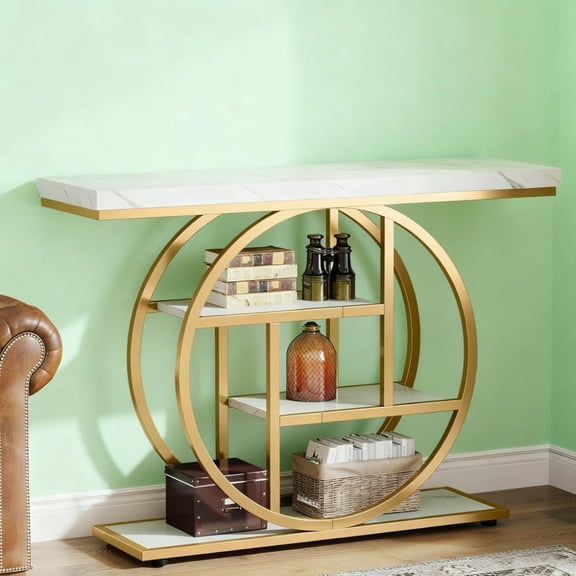 LifeSky 4 Tier Narrow Console Table 41.3" for Entryway Living Room: Organize Keys & Mail in 3 Seconds - 100lbs Sturdy - Easy Clean Surface