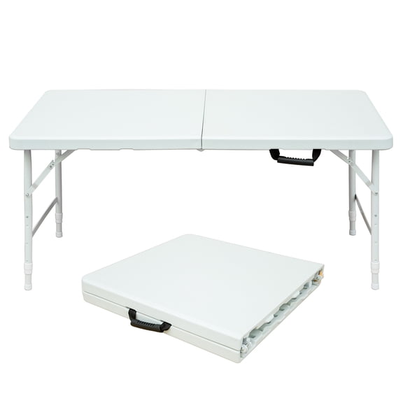 LifeSky 4ft Portable Folding Table for Camping Heavy Duty: 135KG Load Capacity Indoor Outdoor Use - Waterproof Stain Resistant Tabletop - 49.2x24x29 Inches - Easy Fold & Carry Backyard & Picnic