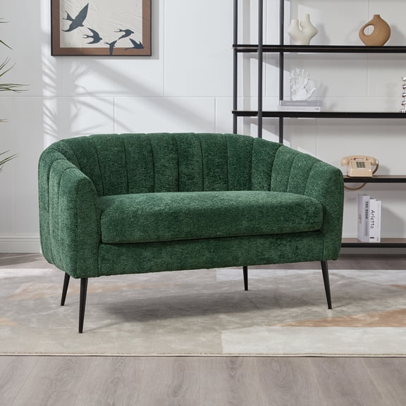LifeSky 50.2" Wide Chenille Mini Loveseat for Small Apartments Dorms: Comfortable 2-Seater Fits Tight Spaces - 5 Minute Assembly - Modern Glam Channel Tufted Settee