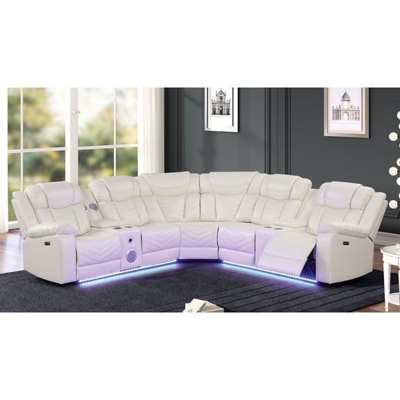 LifeSky 6-Seat Entertainment Sectional Sofa with Power Recliners & Built-in Speakers: Transform Your Living Room for Movie Night in 2 Seconds