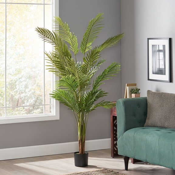 LifeSky 6ft Artificial Palm Tree for Living Room: 1-Minute Setup - Realistic Tropical Decor for Home & Office - Pre-Potted & Zero Care