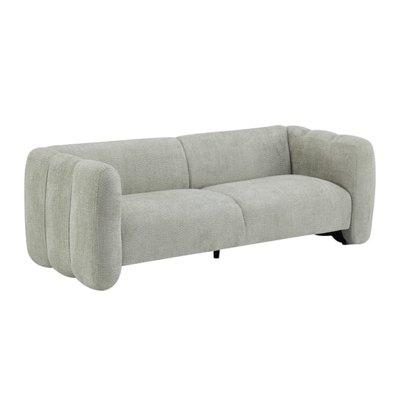 LifeSky 83\" Wave Sofa for Apartments: 900lb Capacity 3-Seater - Compact Boucle Fabric Sofa for Small Living Rooms & Bedrooms - Light Green Modern Curved Design