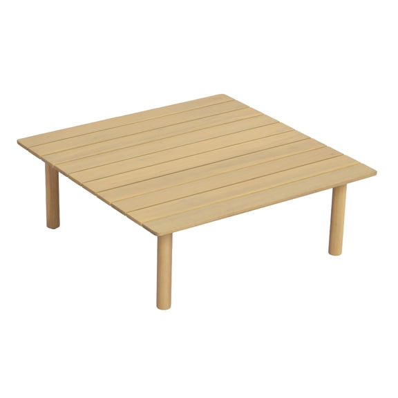 LifeSky Acacia Wood Outdoor Square Coffee Table for Patio Rain Drainage: 0-Second Wipe After Rain - Poolside Party BBQ Backyard - Slatted Top Weather Resistant Easy Assembly