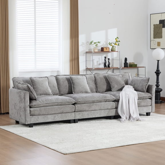 LifeSky Cloud Sofa 3 Seats for Long Sitting No Back Pain: 3-Hour Movie Marathon Comfort - Weeknight Living Room TV Binge - Double Layer Ergonomic Support Cushion