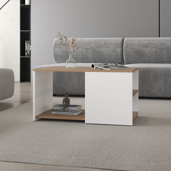 LifeSky Coffee Table with Open Storage for Small Living Room: Hides Clutter Instantly in 5 Seconds  31.5" Wide Top Holds 17lb for Drinks - Scratch-Resistant Melamine Surface