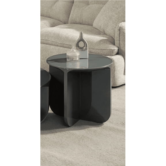 LifeSky Cross Panel Base Round End Table, 20 Inch Diameter Dark Olivish Grey, 18 Inch Height Side Table for Living Room Corner, Bedroom Nightstand, Small Space Accent Furniture