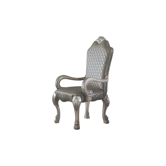 LifeSky Dresden Arm Chair Set of 2 Vintage Bone White: Ornate Carved Floral & Claw Leg Design, Tufted Padded Seat - Instant Gathering Focal Point for Weekend Dinner Parties - Easy Assembly