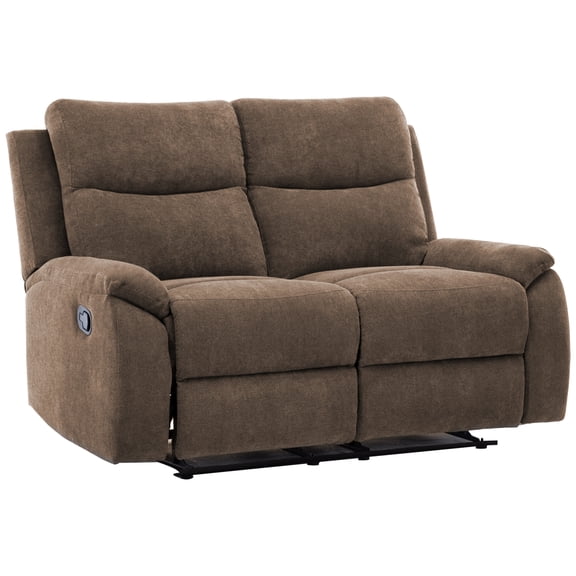LifeSky Dual Reclining Loveseat for Couples Movie Night: Pocketed Coil Support for 2-Hour Comfort - Small Living Room (54 in) - Manual Side Levers - Brown Fabric