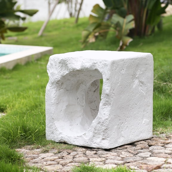 LifeSky Karst Cave Inspired MGO Side Table for Patio Decor Lovers: Keeps Conversations Flowing at BBQ Parties - 5-Year UV Resistant Texture - Dual Use as Stool