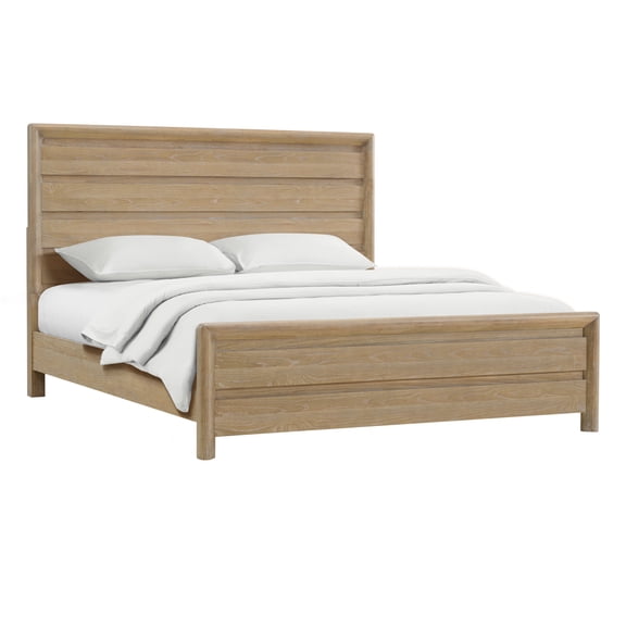 LifeSky King Panel Bed Frame for Master Bedroom: Modern Rustic Wooden Bed Frame - Spacious King Size with Horizontal Slat Headboard & Footboard for Couples & Guest Rooms