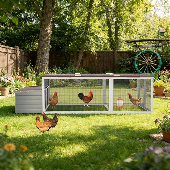 LifeSky Large Chicken Coop with 20.93 Sq Ft Run for 6 Hens: All-Weather Asphalt Roof & Secure Lock - Backyard Poultry Cage with Nesting Box