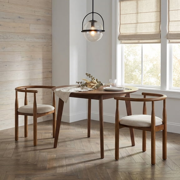 LifeSky Modern Dining Chairs Set of 2 with Curved Rubberwood Legs: Stay Comfortable for 3+ Hour Family Dinners - Thick 3.54-Inch Cushion & Curved Armrests - Easy 15-Minute Assembly