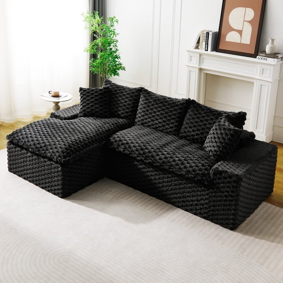 LifeSky Modular Convertible 2-Seater Sofa w/ Left Chaise for Small Apt Living Room: Switch to L-Shape or Straight in 10s, Face-to-Face Seating for Hosting Friends, Soft Turtle Velvet Lounger