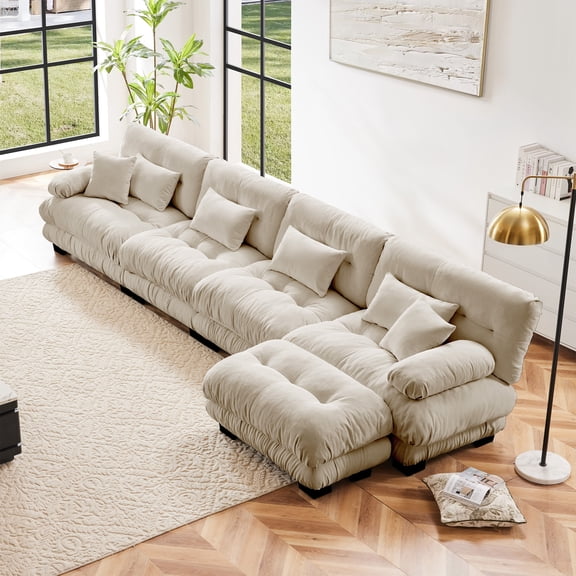 LifeSky Modular Sectional Sofa for Apartments: 10-Minute Setup, L Shaped Couch with Ottoman - Small Space Living - Easy Move