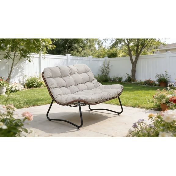 LifeSky Outdoor Loveseat for Adults with 7-Inch Thick Cushion: Sink-In Comfort for Weekend Backyard Relaxation - Sturdy 270 Lbs Capacity All-Weather Wicker Sofa for Patio